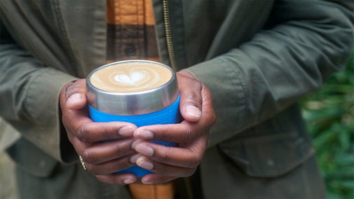 Coffee in a reusable cup